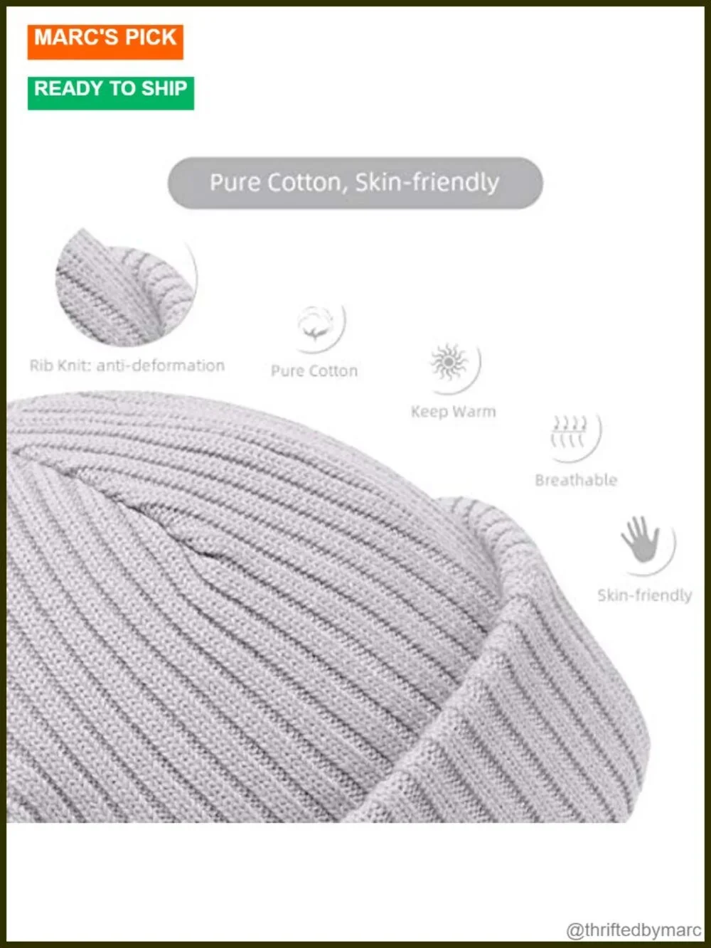 Rib Knit Fisherman Cuff Beanie Hat, Skull Cap Winter Ski Hat for Daily, 1 Hat 2